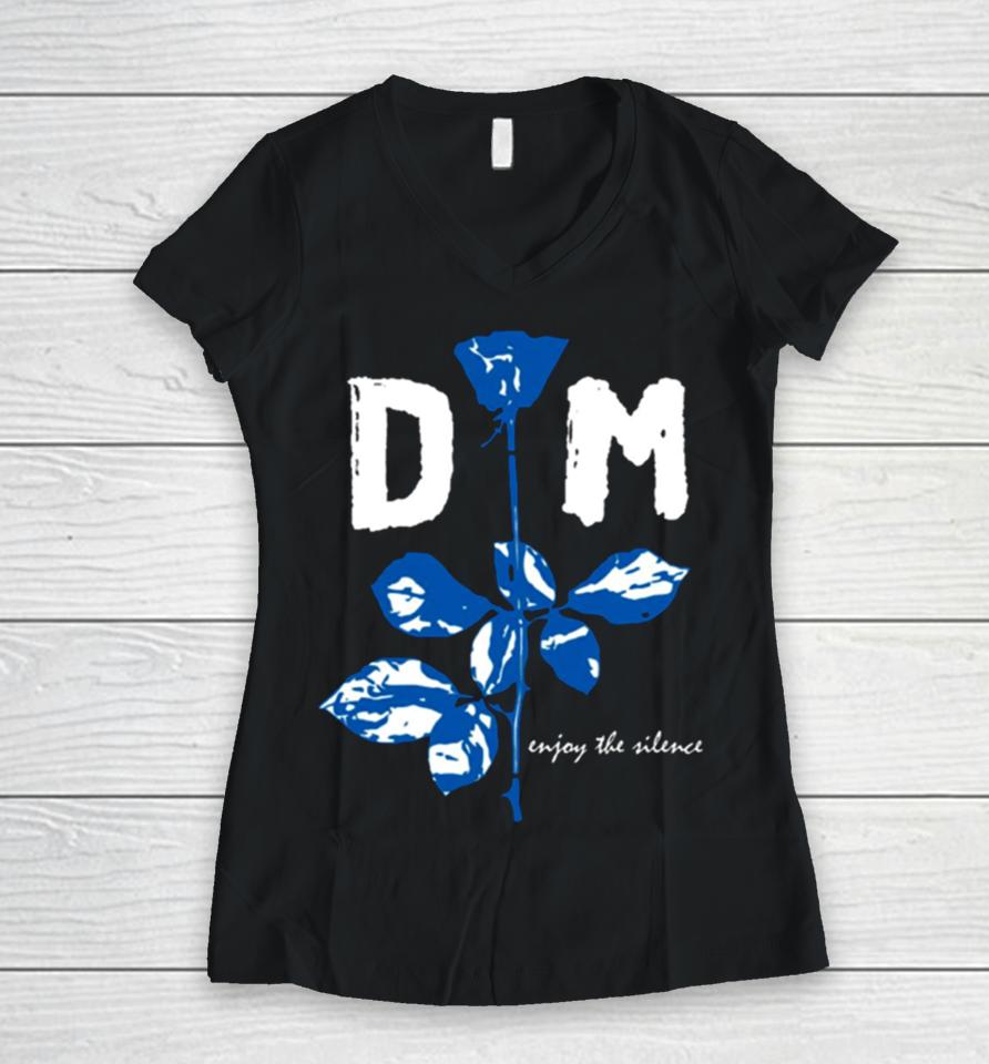 Devotee Rose Blue &Amp; White Depeche Mode 2024 Tour Women V-Neck T-Shirt