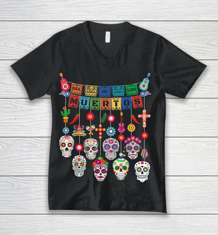 Dia De Los Muertos Day Of The Dead Unisex V-Neck T-Shirt