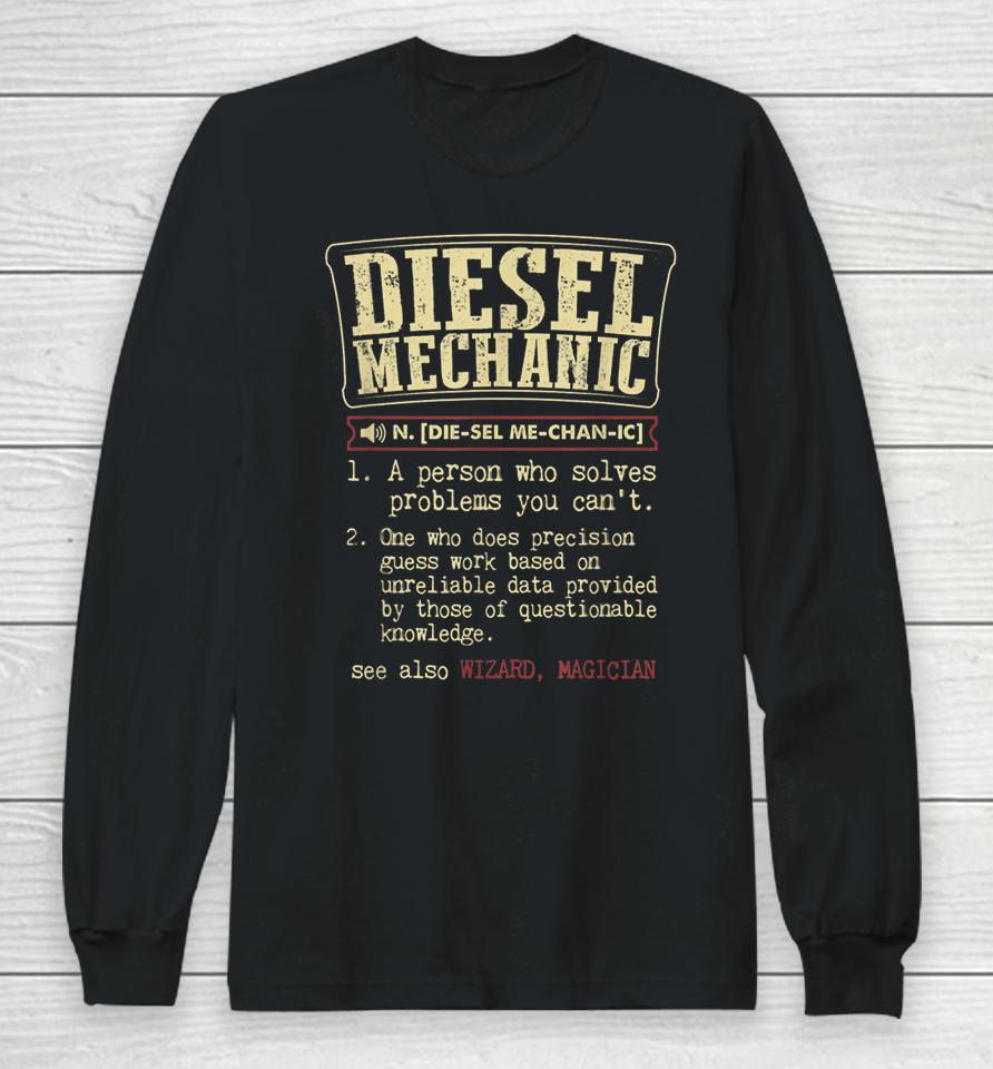 Diesel Mechanic Definition Funny Vintage Long Sleeve T-Shirt