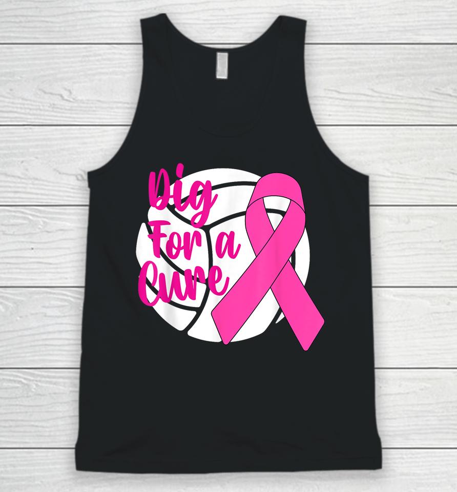 Dig For A Cure Breast Cancer Awareness Volleyball Pink Out Unisex Tank Top