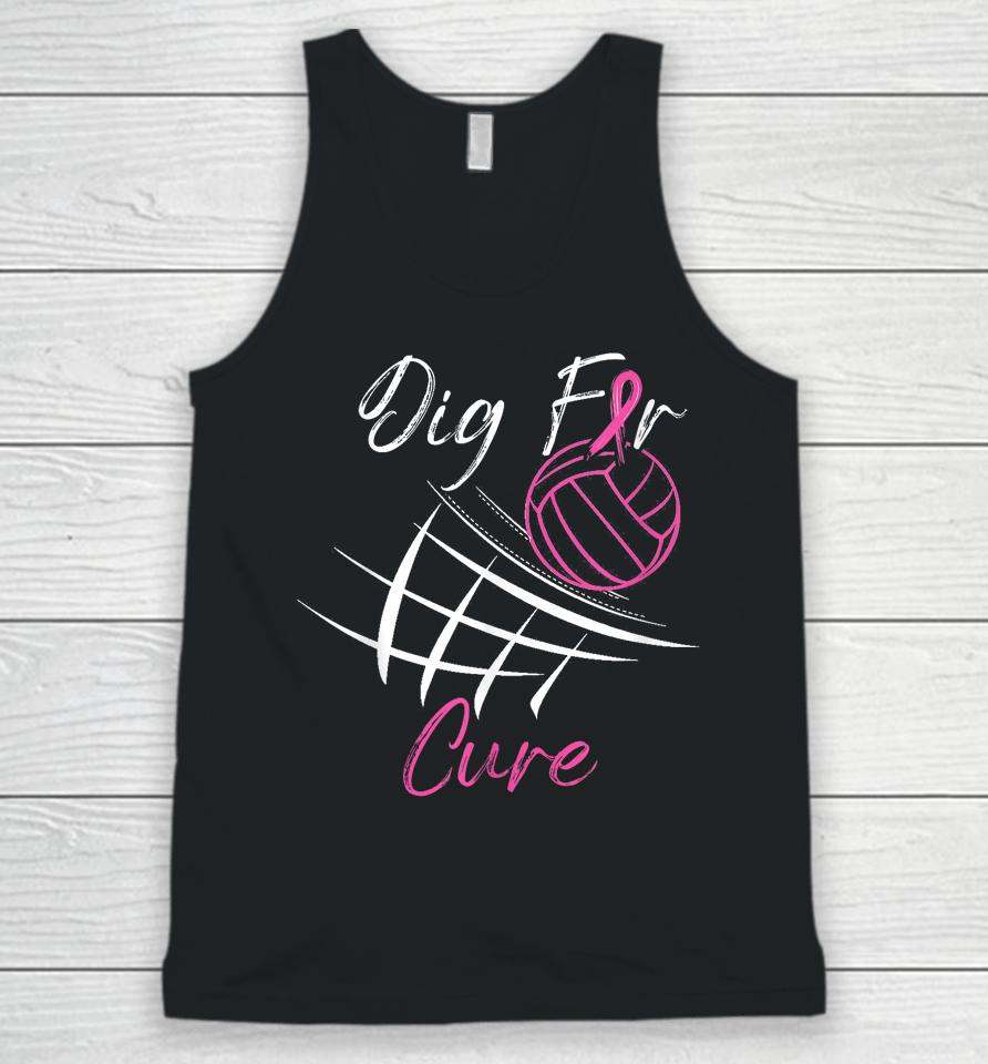 Dig For A Cure Breast Cancer Awareness Volleyball Pink Out Unisex Tank Top