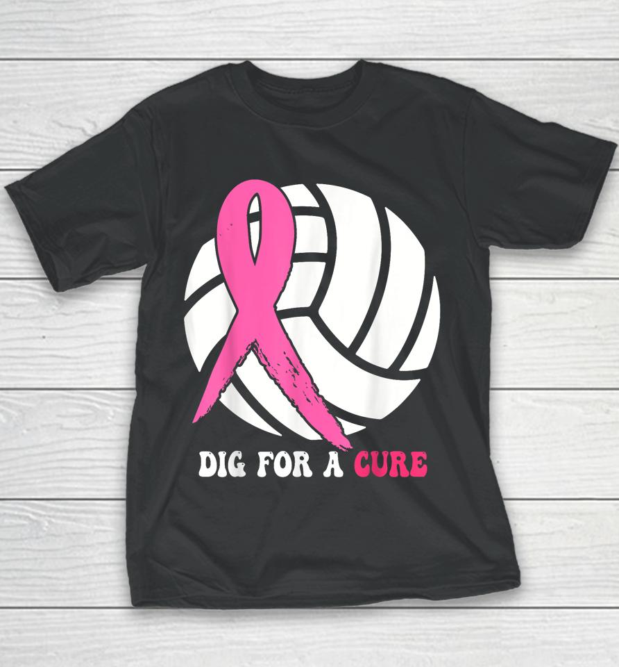 Dig For A Cure Breast Cancer Awareness Volleyball Pink Out Youth T-Shirt