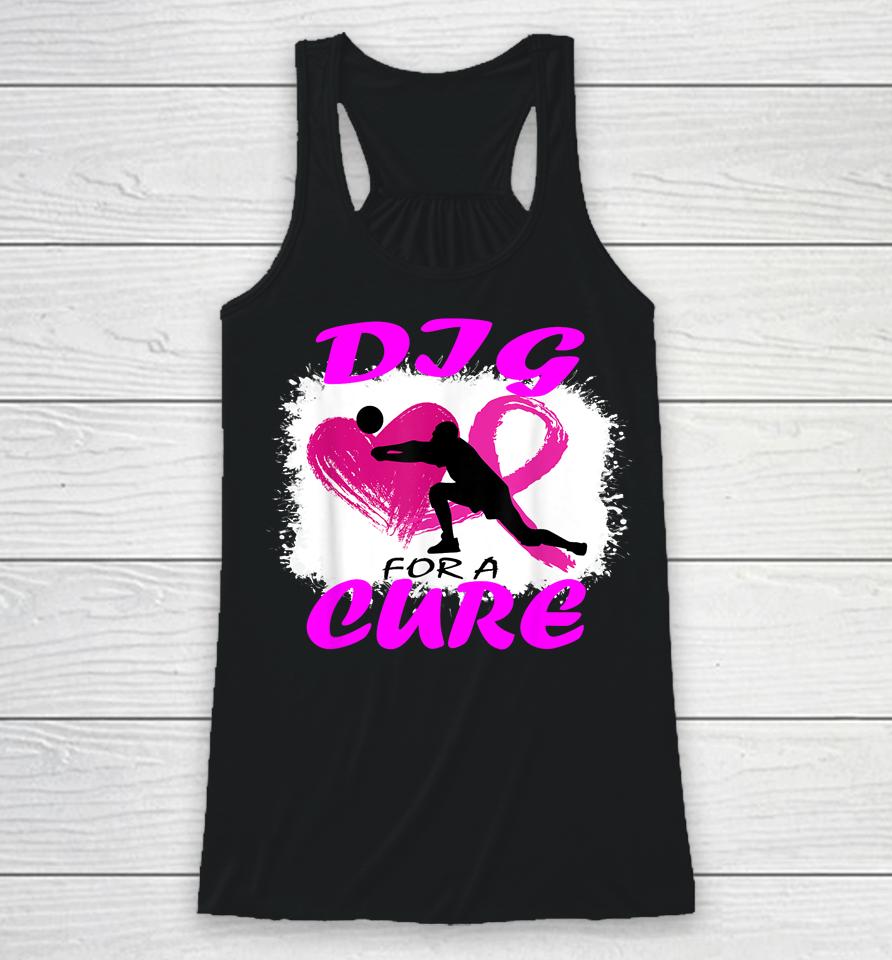 Dig For A Cure Breast Cancer Awareness Volleyball Pink Out Racerback Tank