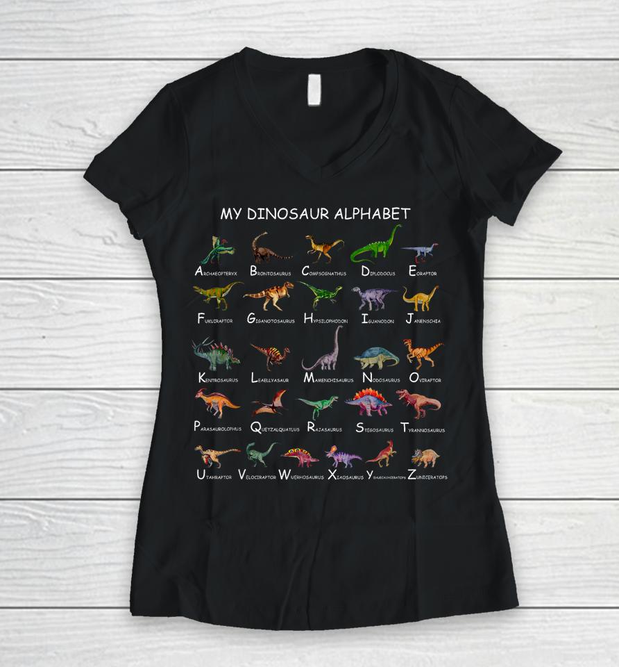 Dinosaur Alphabet Dino Abc For Kids Boys Men Women Dinosaur Women V-Neck T-Shirt