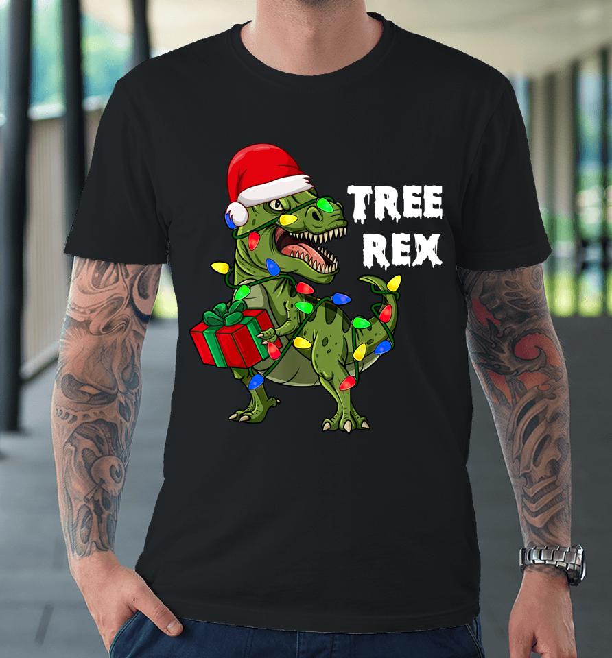 Dinosaur Christmas Tree Rex Santa Hat Dinosaur Premium T-Shirt