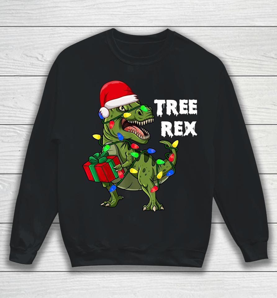 Dinosaur Christmas Tree Rex Santa Hat Dinosaur Sweatshirt