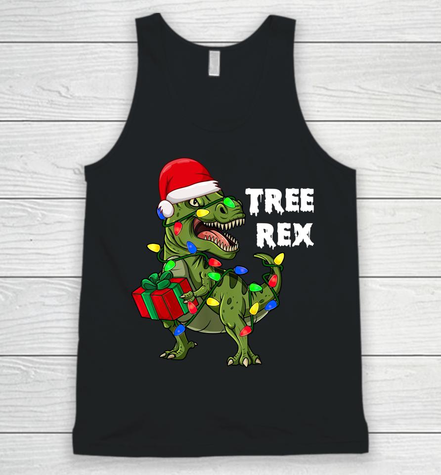 Dinosaur Christmas Tree Rex Santa Hat Dinosaur Unisex Tank Top