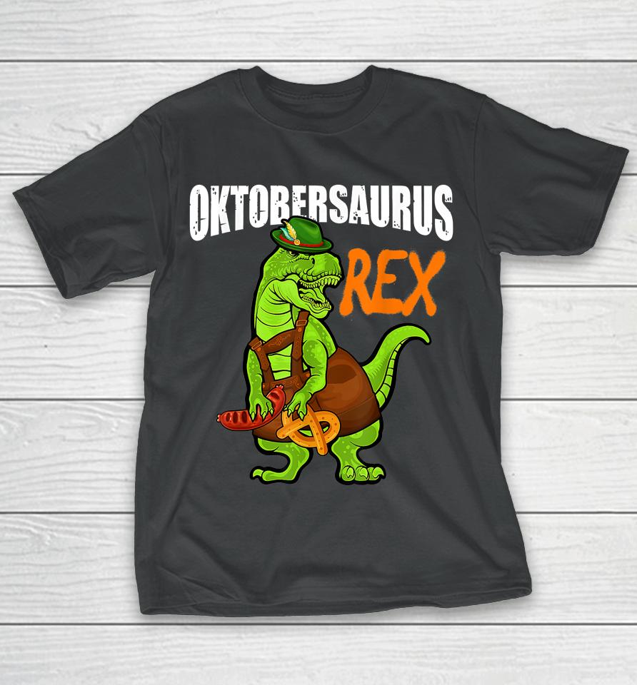 Dinosaur Lederhosen Oktoberfest Costume Cool Bavarian T-Rex T-Shirt