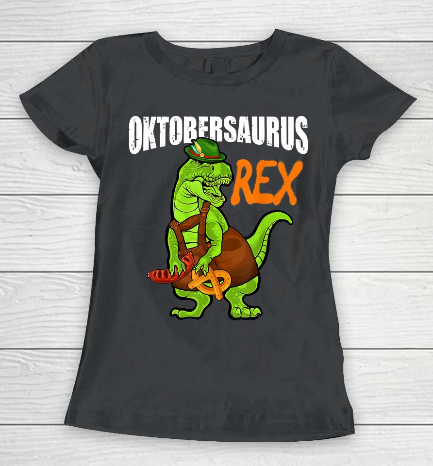 Dinosaur Lederhosen Oktoberfest Costume Cool Bavarian T-Rex Women T-Shirt