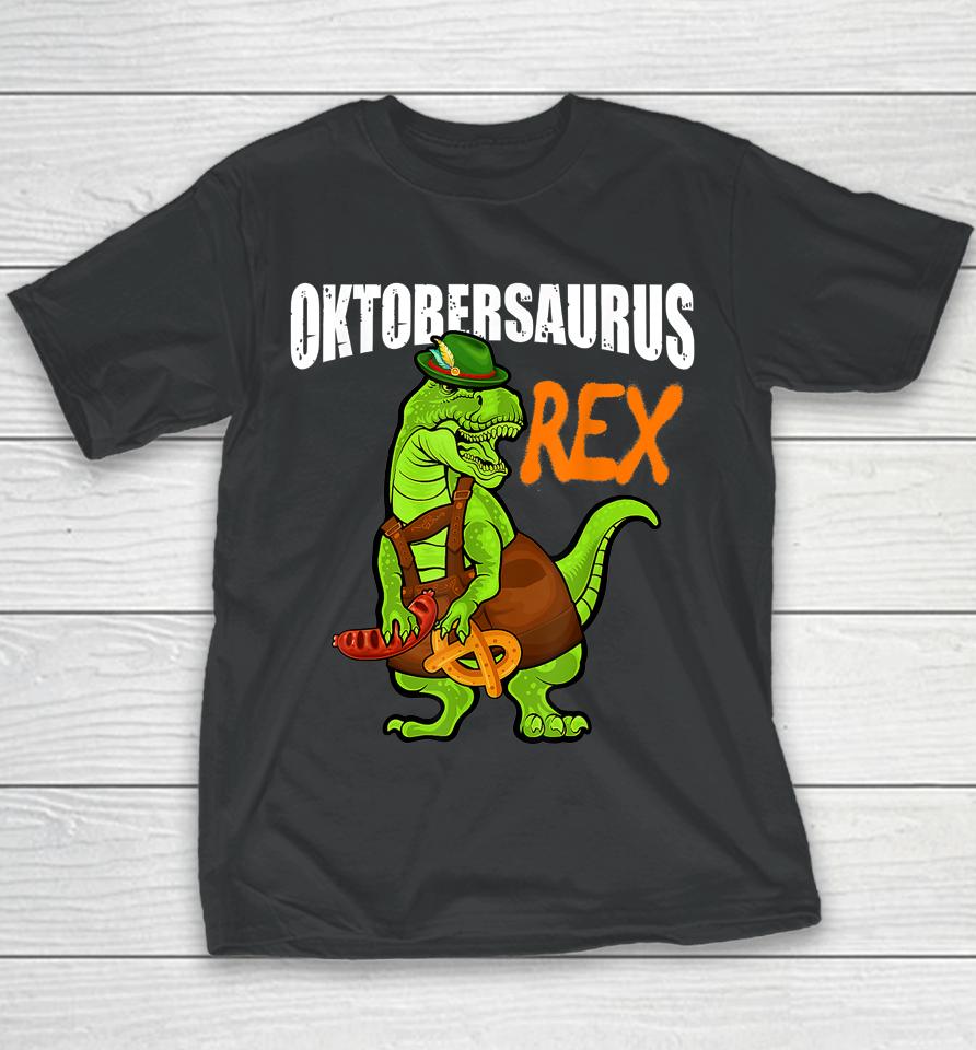 Dinosaur Lederhosen Oktoberfest Costume Cool Bavarian T-Rex Youth T-Shirt