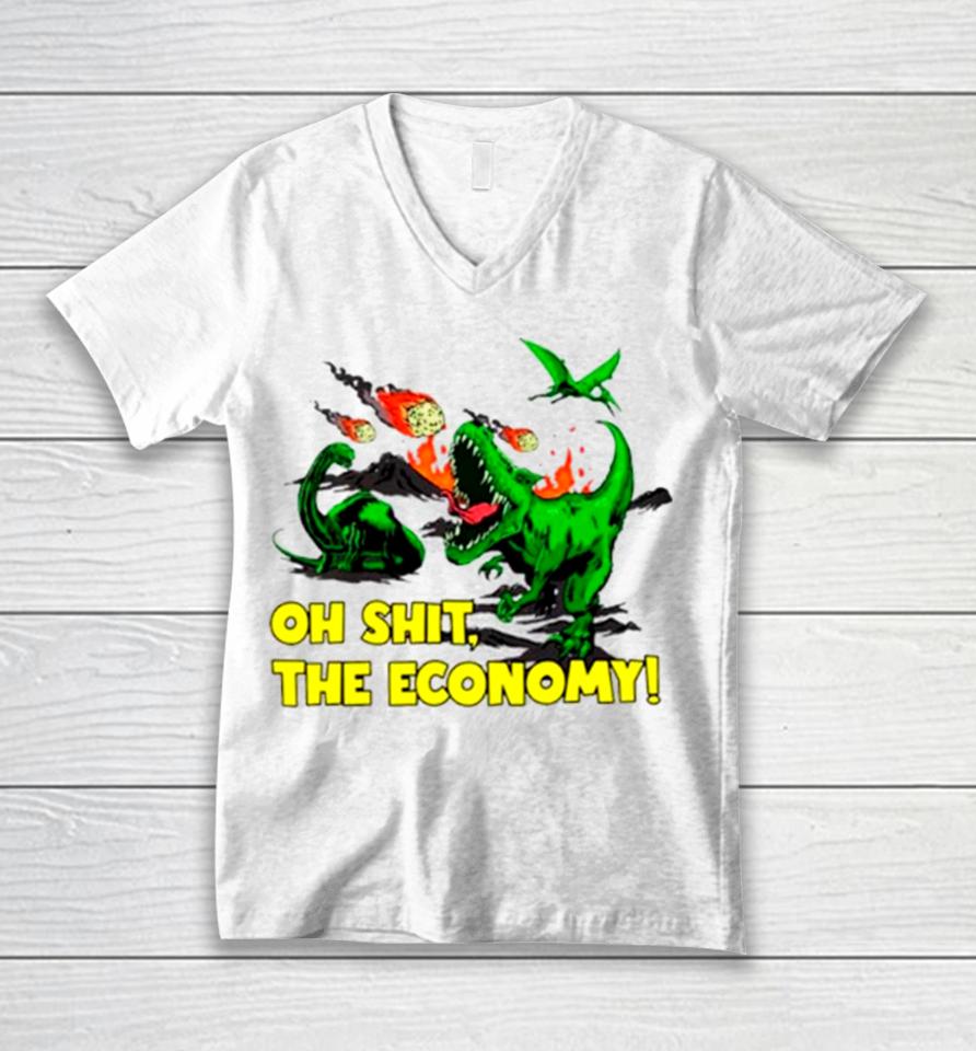 Dinosaur Oh Shit The Economy Unisex V-Neck T-Shirt