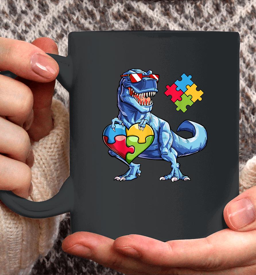 Dinosaur Puzzle Piece Boys Autism Awareness Coffee Mug