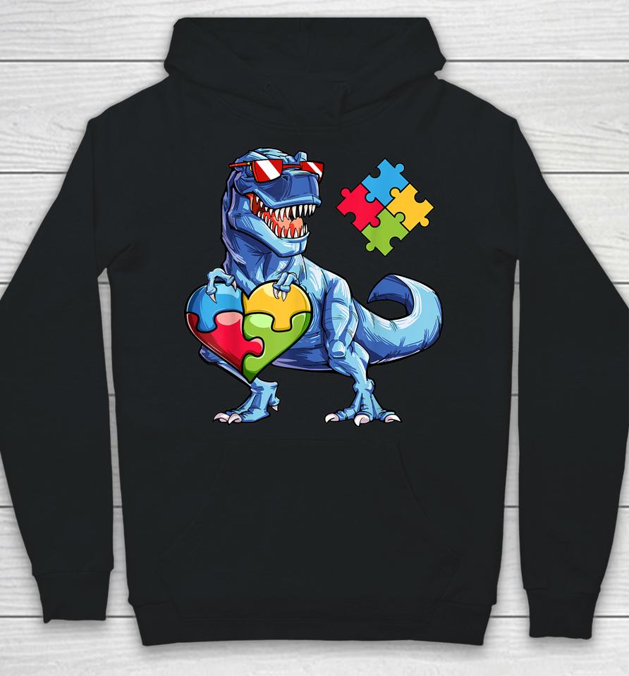 Dinosaur Puzzle Piece Boys Autism Awareness Hoodie
