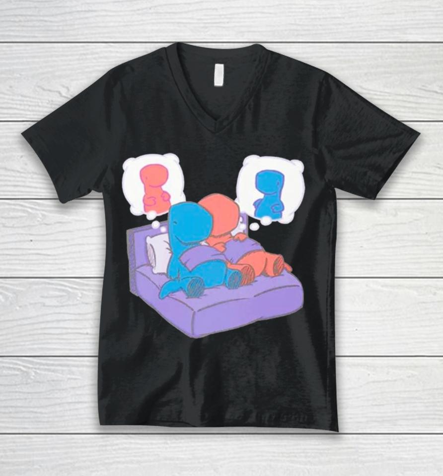 Dinosaur Sweet Dreams Unisex V-Neck T-Shirt