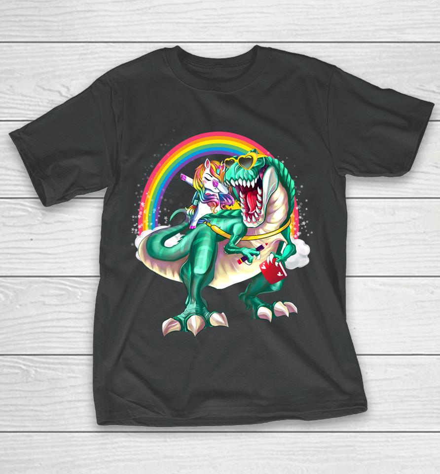 Dinosaur T Rex Unicorn Rainbow Back To School T-Shirt