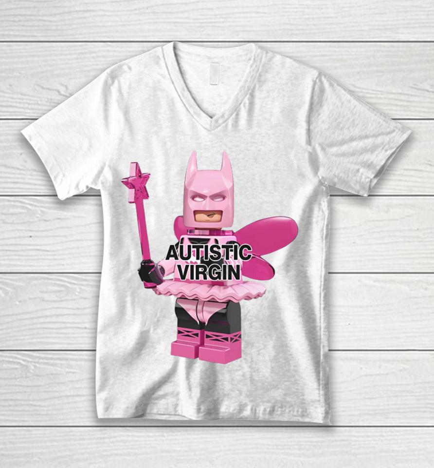 Dippytees Autistic Virgin Batman Unisex V-Neck T-Shirt