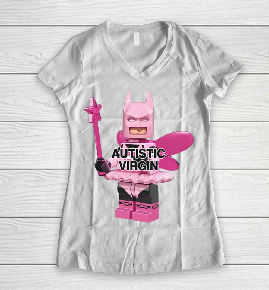Dippytees Autistic Virgin Batman Women V-Neck T-Shirt