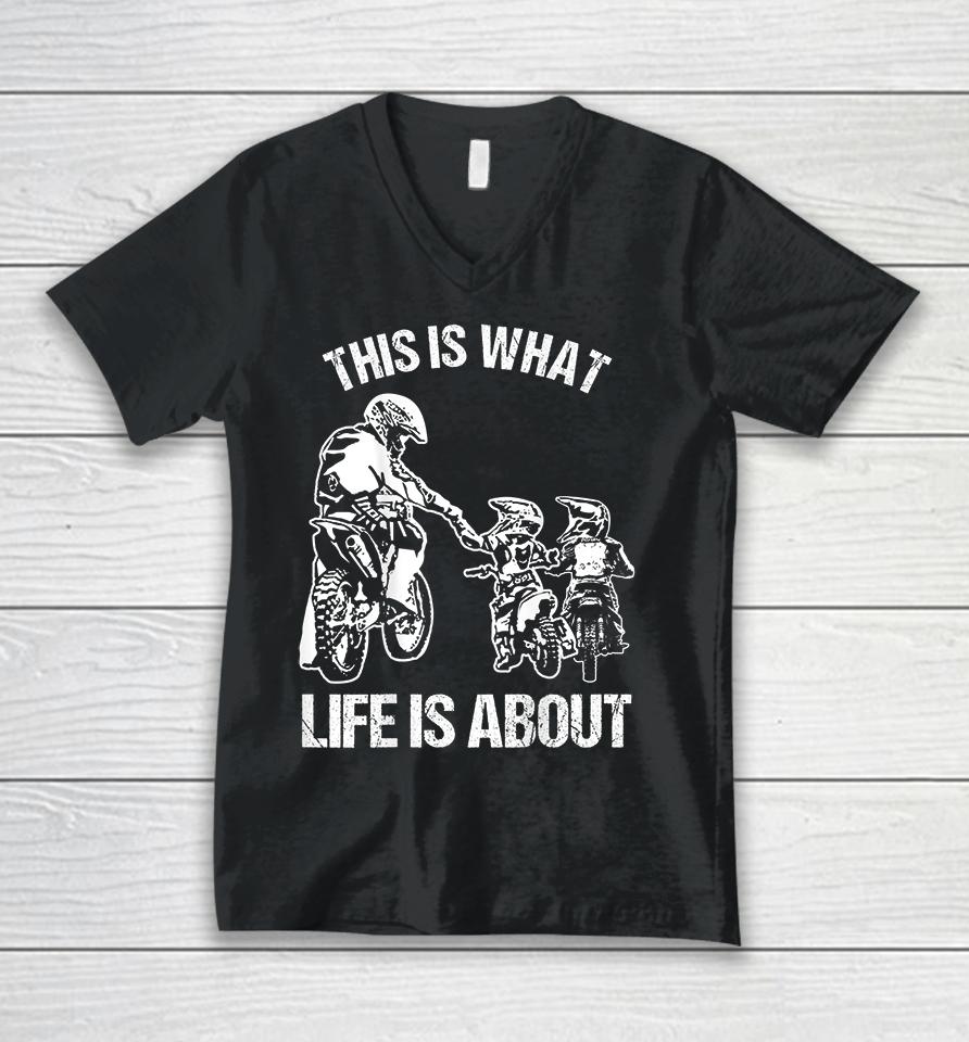 Dirt Bike Dad Motocross Motorcycle Fmx Biker Father And Kids Unisex V-Neck T-Shirt