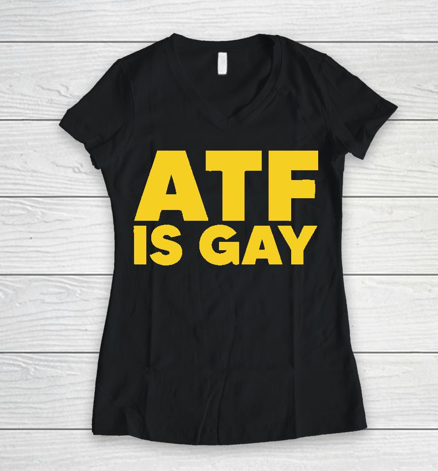 Dirty Kid Atf Is Gay Women V-Neck T-Shirt