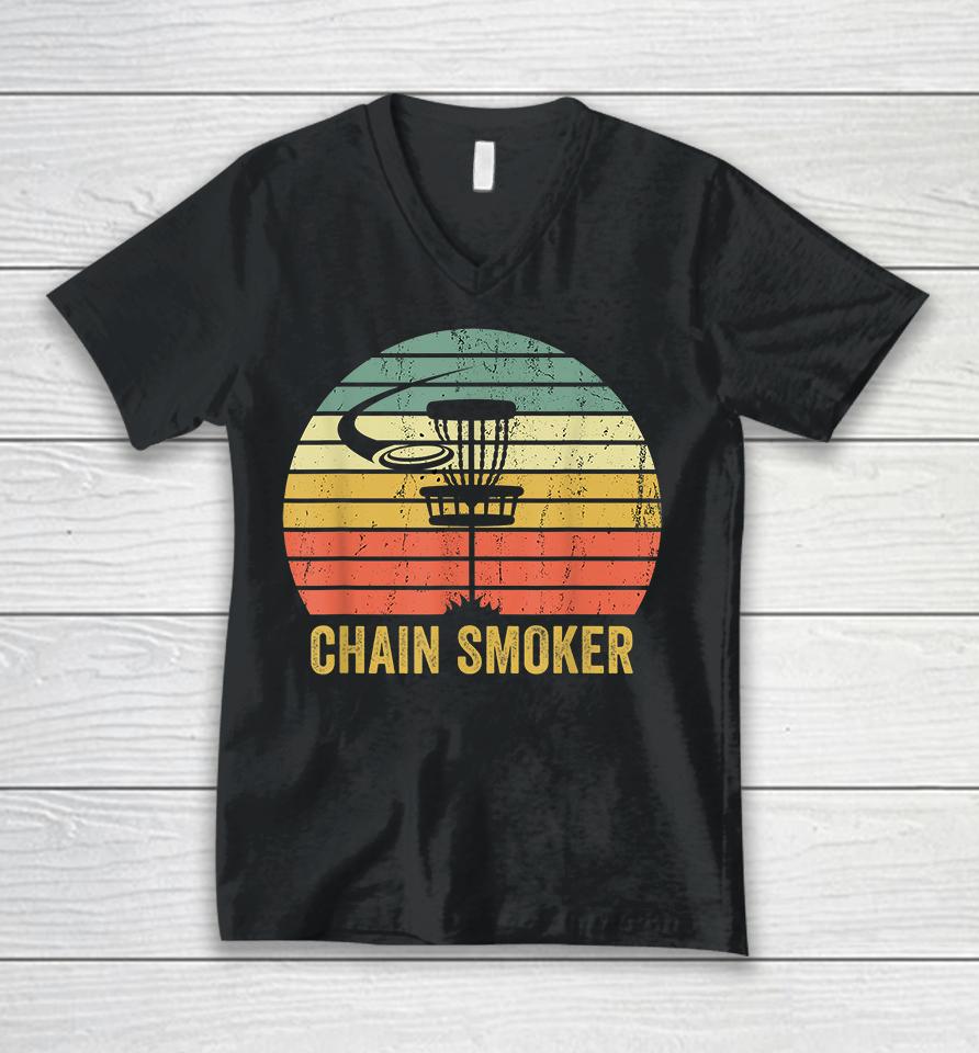 Disc Golf Chain Smoker Unisex V-Neck T-Shirt