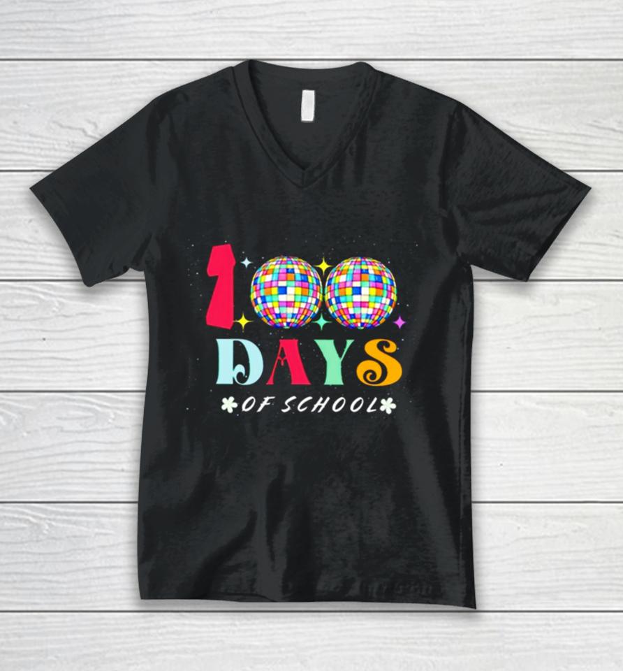 Disco 100 Days Of School Unisex V-Neck T-Shirt