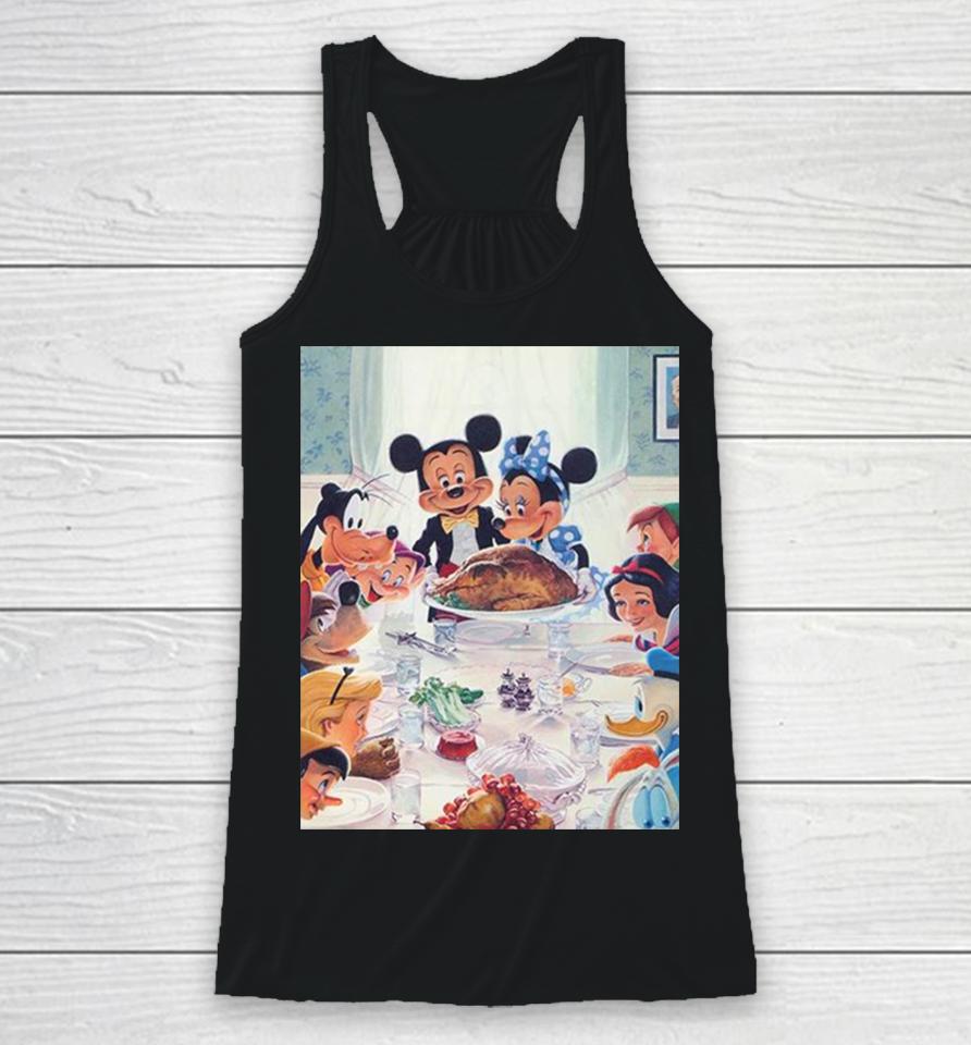 Disney Has Released A New Thanksgiving Painting With Mickey Minnie Snow White Goofy Peter Pan Racerback Tank