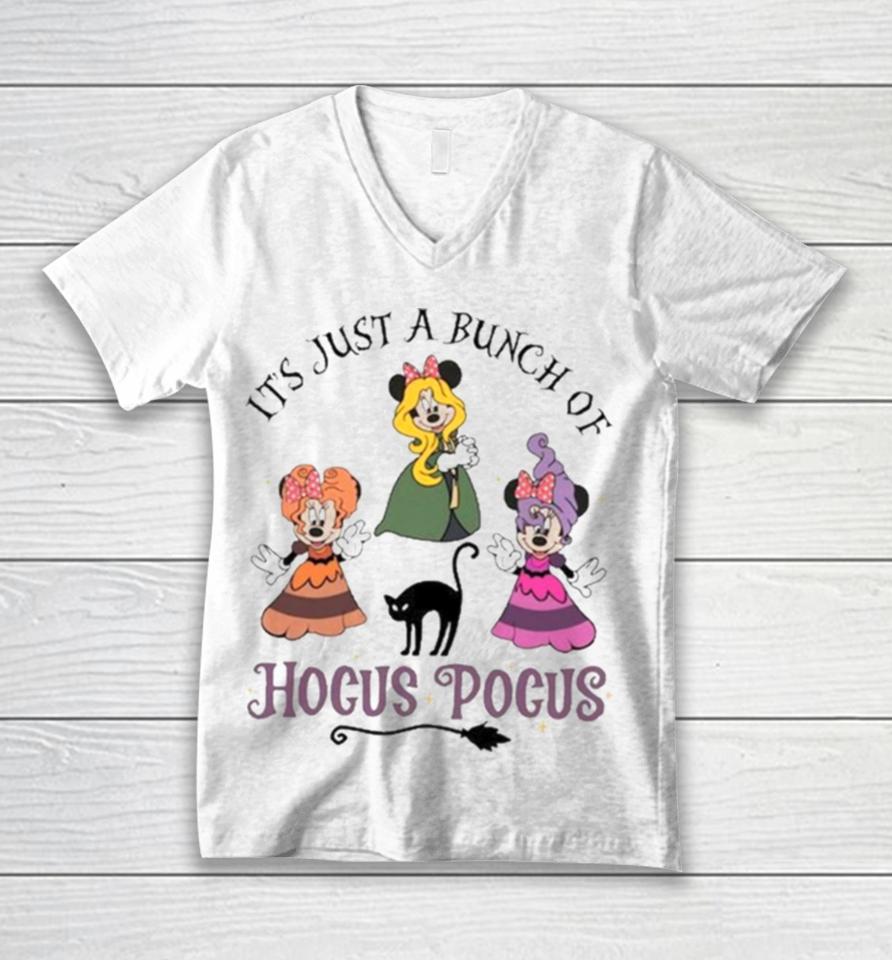 Disney Mickey Its Just A Bunch Of Hocus Pocus Halloween Unisex V-Neck T-Shirt