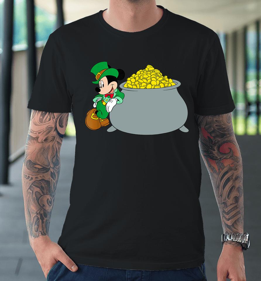 Disney Mickey Mouse St Patrick's Day Pot Of Gold Premium T-Shirt