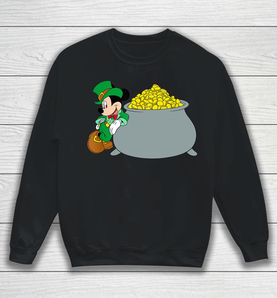 Disney Mickey Mouse St Patrick's Day Pot Of Gold Sweatshirt