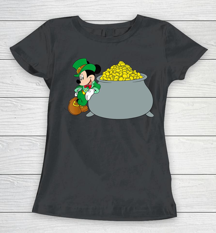 Disney Mickey Mouse St Patrick's Day Pot Of Gold Women T-Shirt