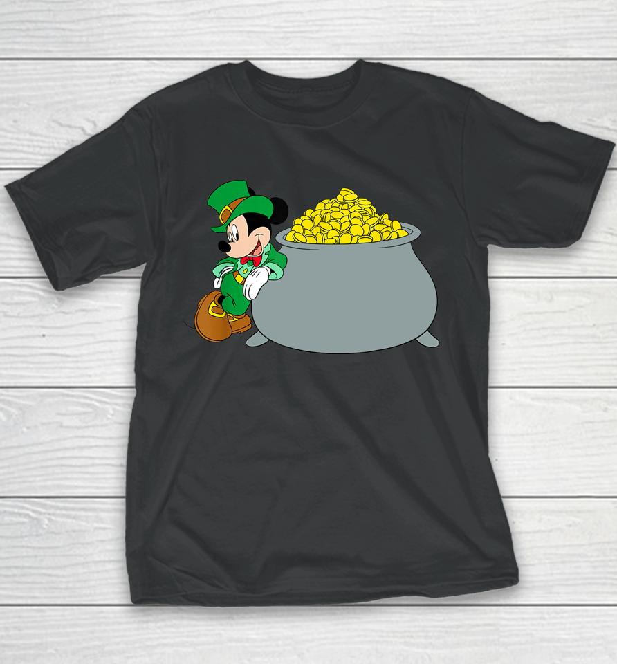 Disney Mickey Mouse St Patrick's Day Pot Of Gold Youth T-Shirt