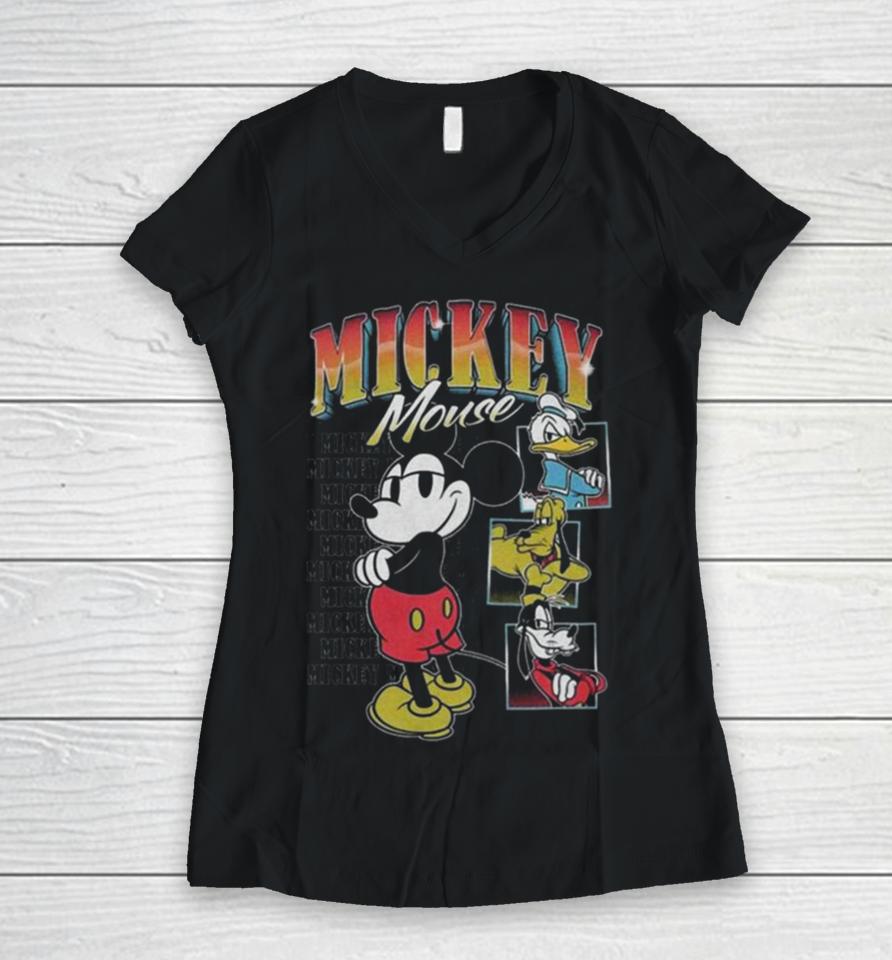 Disney Mickey Mouse Tough Guys Mickey Women V-Neck T-Shirt