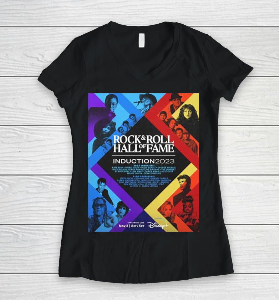 Disney Plus Unforgettable Celebration Of Music Rock And Roll Hall Of Fame Induction 2023 Ceremony Women V-Neck T-Shirt