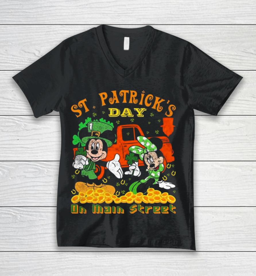 Disney St. Patrick’s Day On Main Street Unisex V-Neck T-Shirt