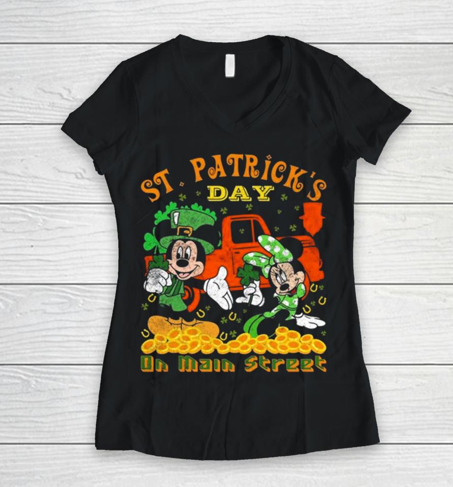 Disney St. Patrick’s Day On Main Street Women V-Neck T-Shirt