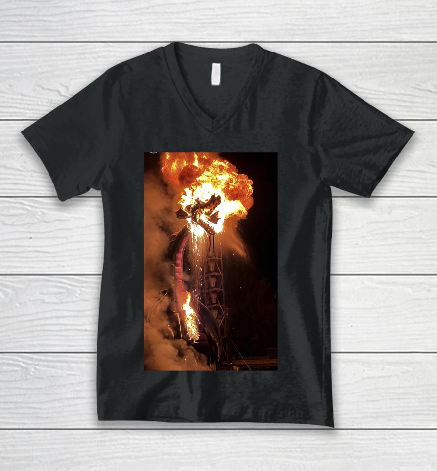 Disneyland Fantasmic Fire Dragon Unisex V-Neck T-Shirt