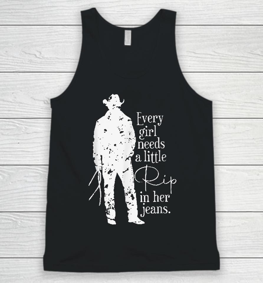 Distressed Every Girl Needs Little Rip In Her Jeans Unisex Tank Top