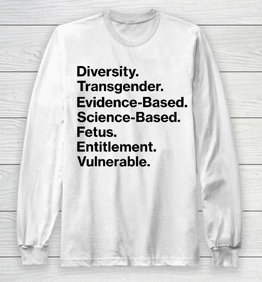 Diversity Transgender Evidence-Based Science-Based Fetus Entitlement Vulnerable Long Sleeve T-Shirt