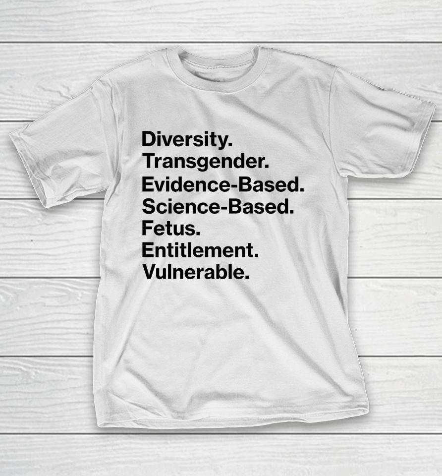 Diversity Transgender Evidence Based Science Based Fetus Entitlement Vulnerable T-Shirt