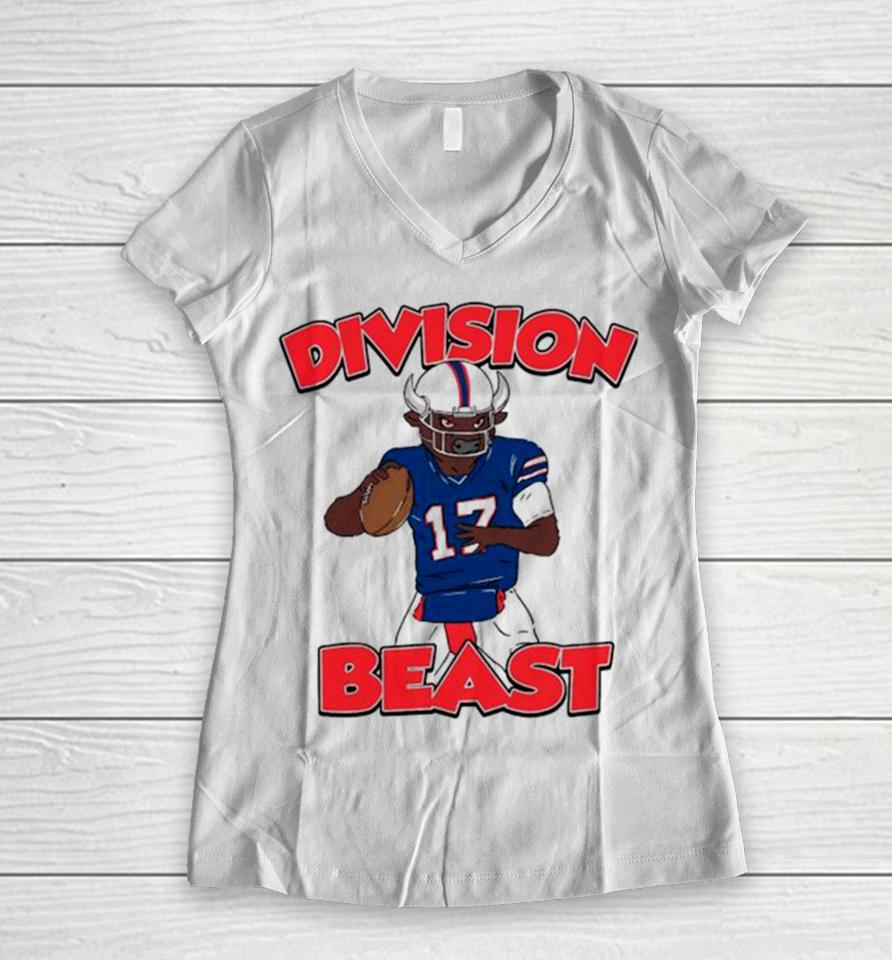 Division Beast Football Buffalo Bills 17 Ready Women V-Neck T-Shirt