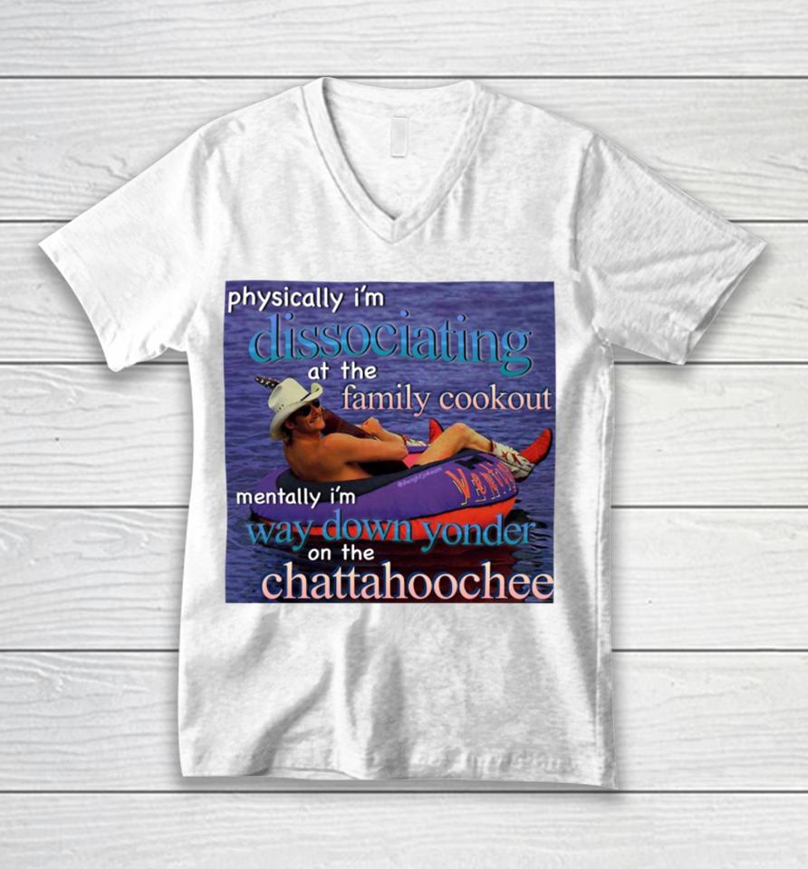 Dj Rodeo Starr Physically I'm Dissociating At The Family Cookout Unisex V-Neck T-Shirt