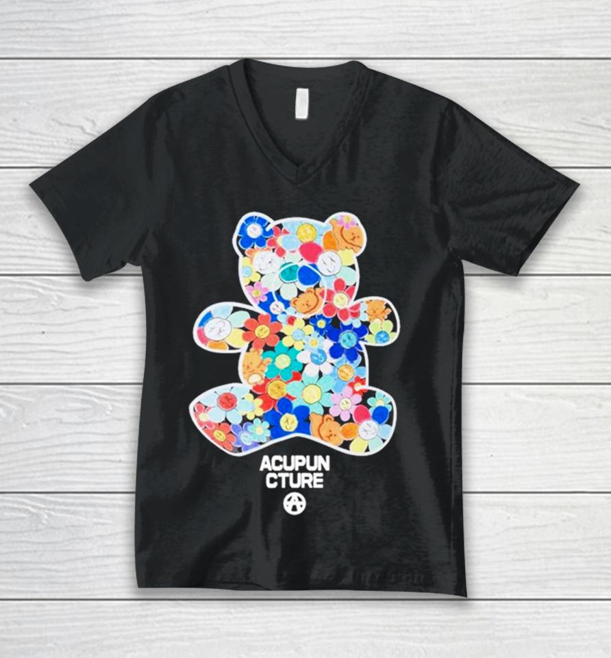 Djkarri Rainbow Bear Acupuncture Bear Unisex V-Neck T-Shirt