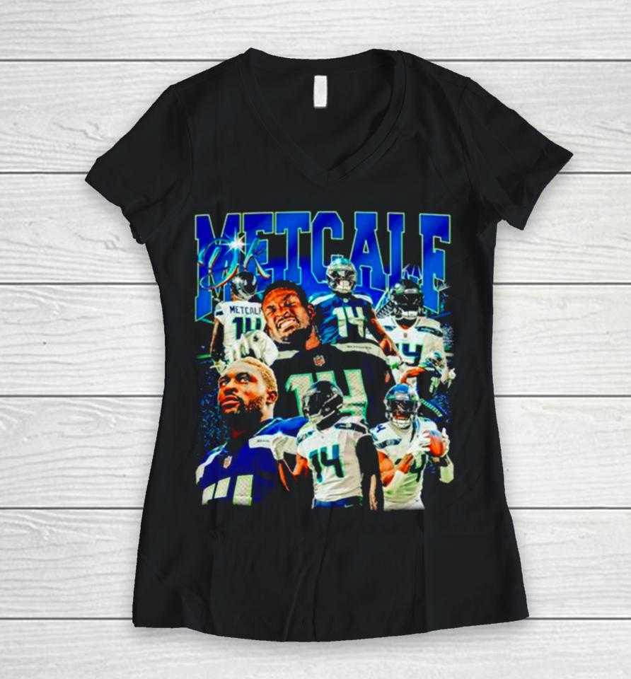 Dk Metcalf Seattle Seahawks Vintage Women V-Neck T-Shirt