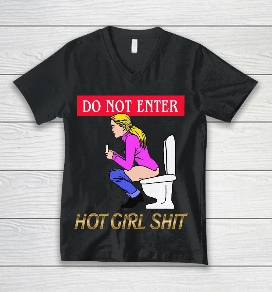 Do Not Enter Hot Girl Shit Unisex V-Neck T-Shirt