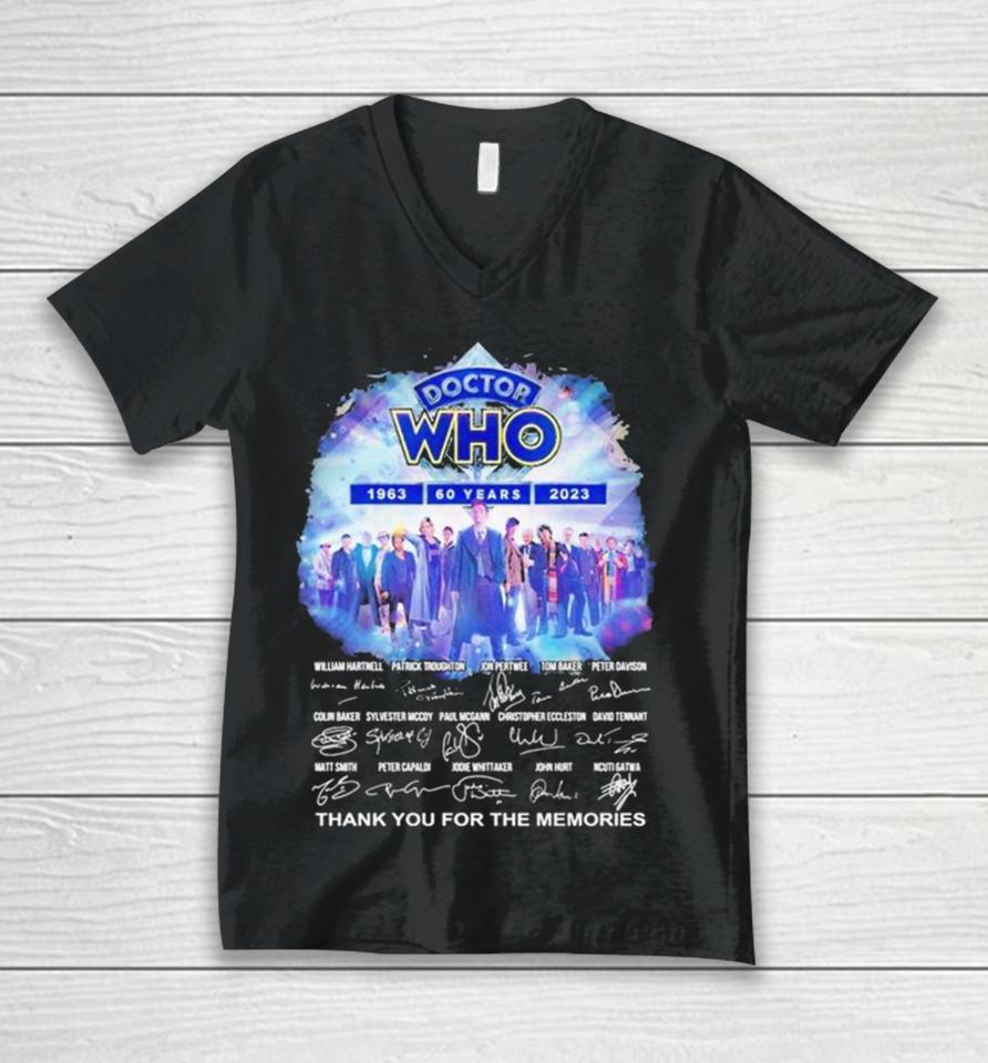 Doctor Who 60 Years 1963 2023 Signature Thank You For The Memories Unisex V-Neck T-Shirt