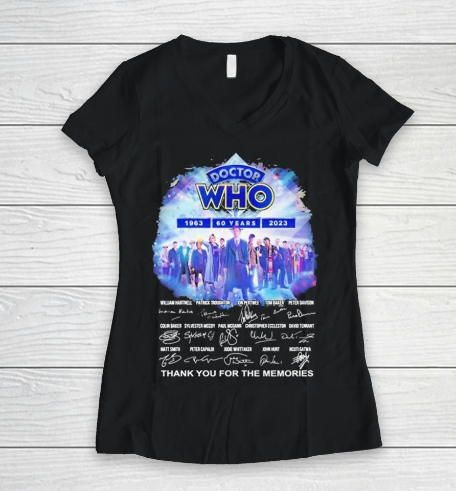 Doctor Who 60 Years 1963 2023 Signature Thank You For The Memories Women V-Neck T-Shirt