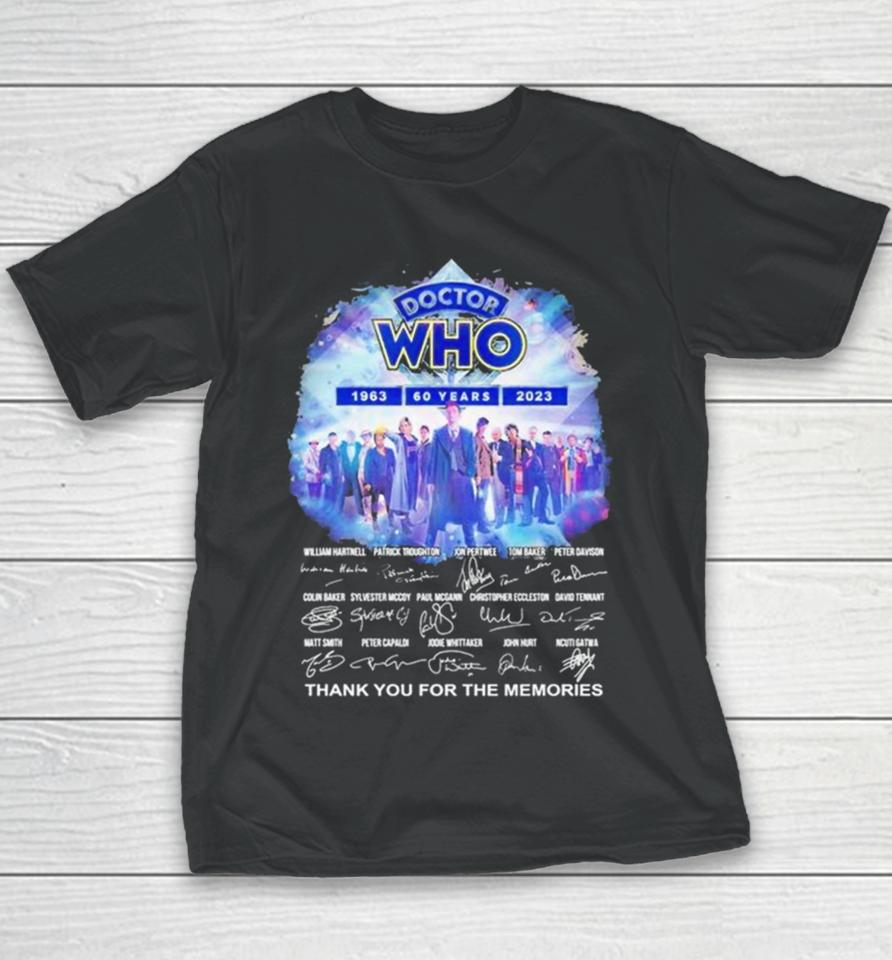 Doctor Who 60 Years 1963 2023 Signature Thank You For The Memories Youth T-Shirt