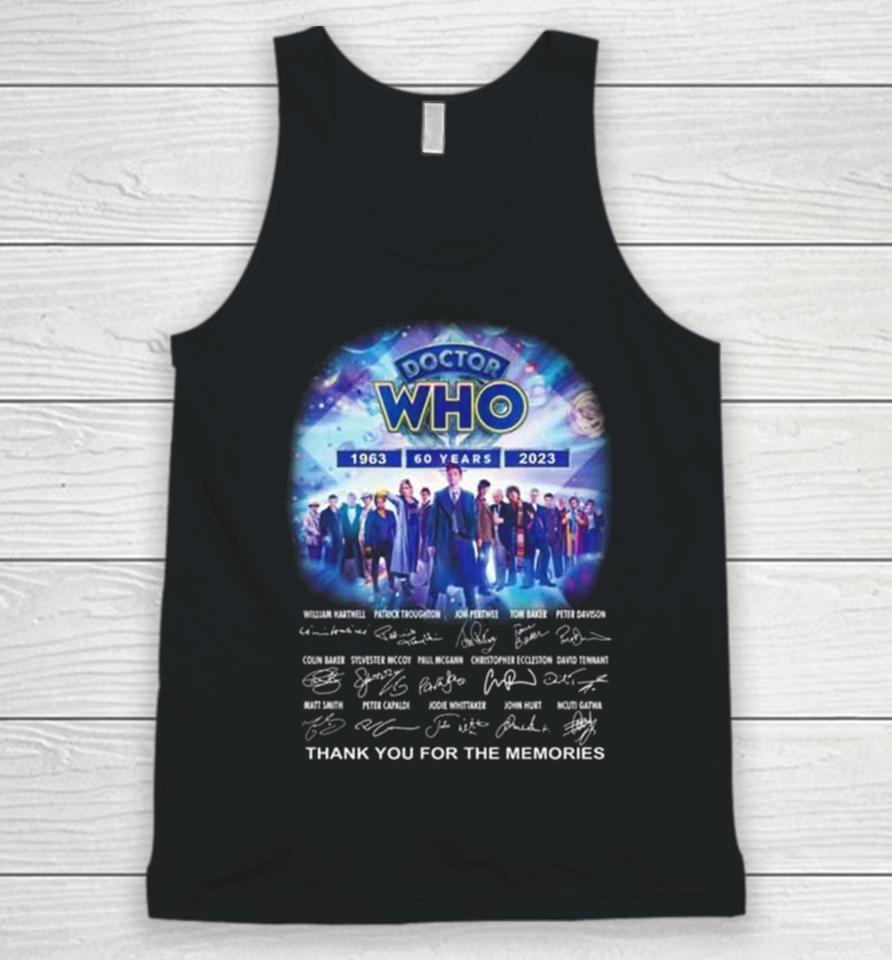 Doctor Who 60 Years 1963 2023 Thank You For The Memories Doctor Who Signatures Unisex Tank Top