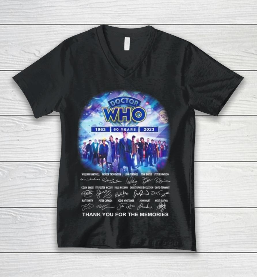 Doctor Who 60 Years 1963 2023 Thank You For The Memories Doctor Who Signatures Unisex V-Neck T-Shirt