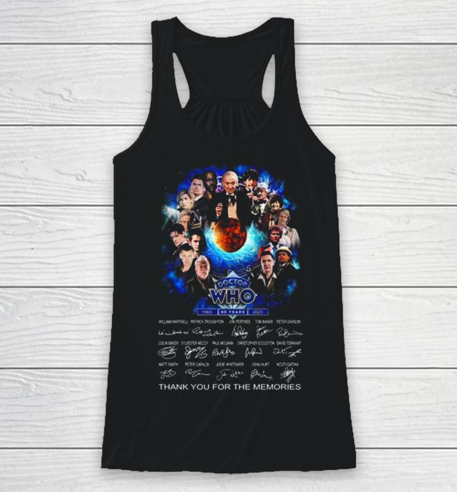 Doctor Who 60 Years 1963 2023 Thank You For The Memories Signatures Racerback Tank